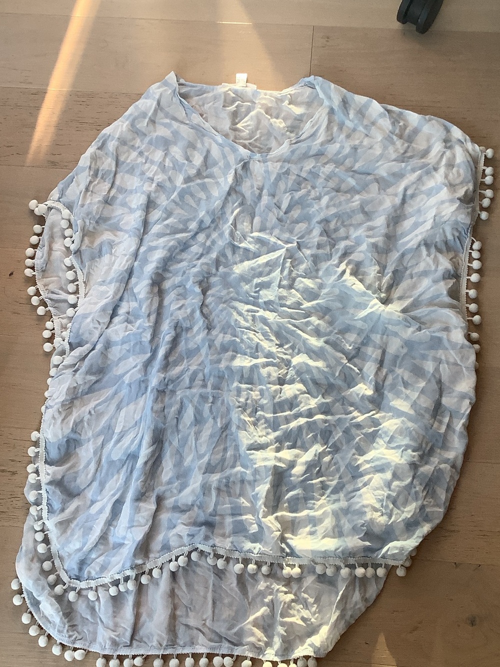 Stella Cove Light Blue & White Pom-Pom Beach Cover-Up